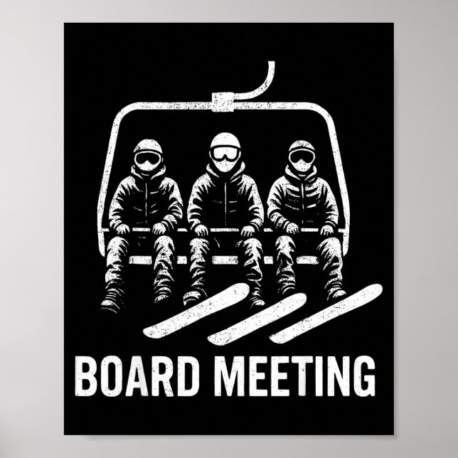 Affiche Réunion de planche de snowboard Skieur de remontée (Devant)