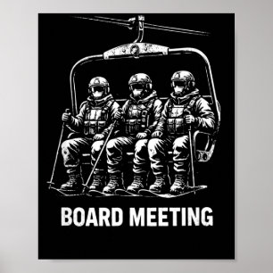 Affiche Réunion de planche de snowboard télésiège skieur h