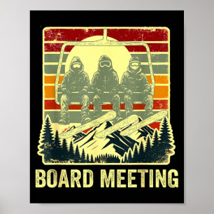 Affiche Réunion de planche de snowboard Télésiège Skieur S