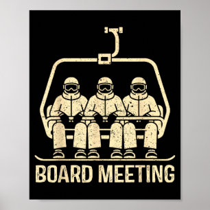 Affiche Réunion de planche de snowboard Télésiège Skieur S