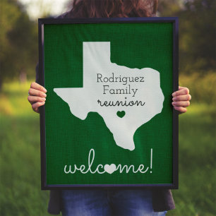 Affiche Réunion familiale de l'État vert du Texas