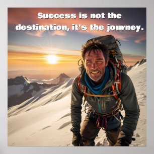 Affiche Réussite et travail acharné Alpiniste Motivation