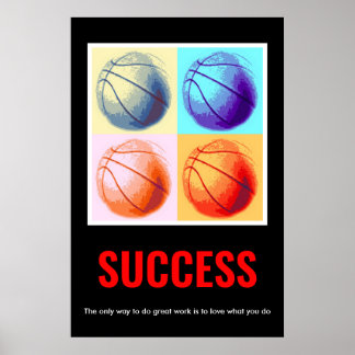 Affiche Réussite Motivation Basketball Pop Art