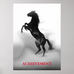 Affiche Réussite motivationnelle Cheval d'élevage noir bla