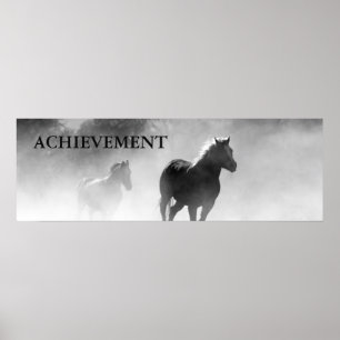 Affiche Réussite motivationnelle Chevaux blancs noirs