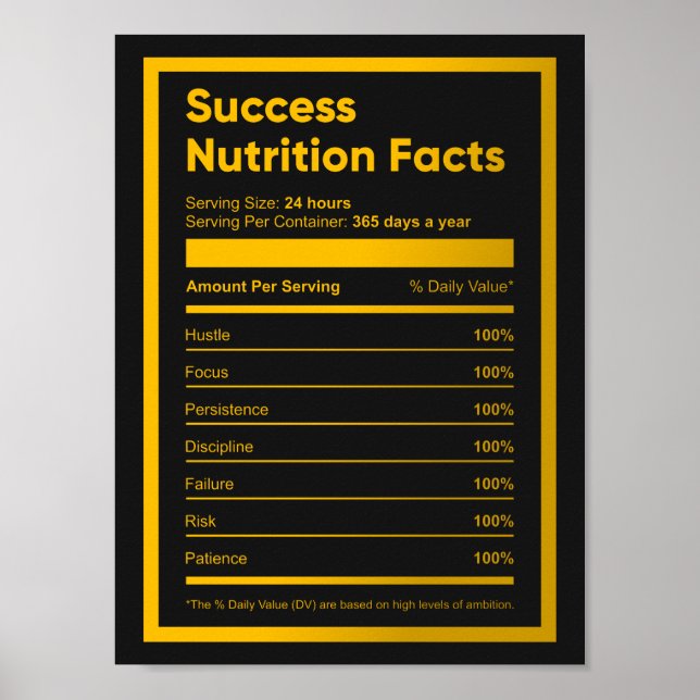 Affiche Réussite Valeur nutritionnelle | Devis motivationn (Devant)