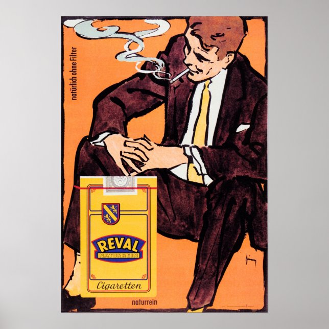 Affiche REVAL CIGARETTES Naturrein Cigaretten Publicité al (Devant)