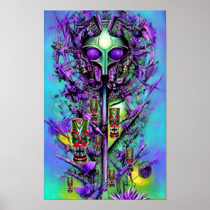 Affiche Rêvant d'un arbre Tiki bizarre