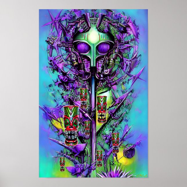 Affiche Rêvant d'un arbre Tiki bizarre (Devant)