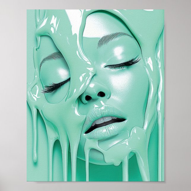 Affiche Rêve de fille à la menthe liquide Art abstrait (Devant)