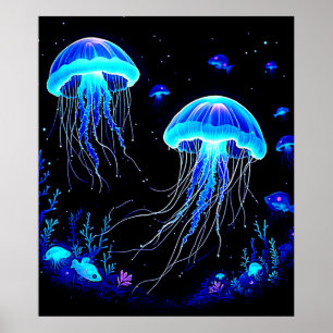 Affiche Rêve de méduse bioluminescente