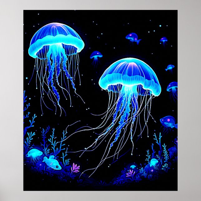 Affiche Rêve de méduse bioluminescente (Devant)