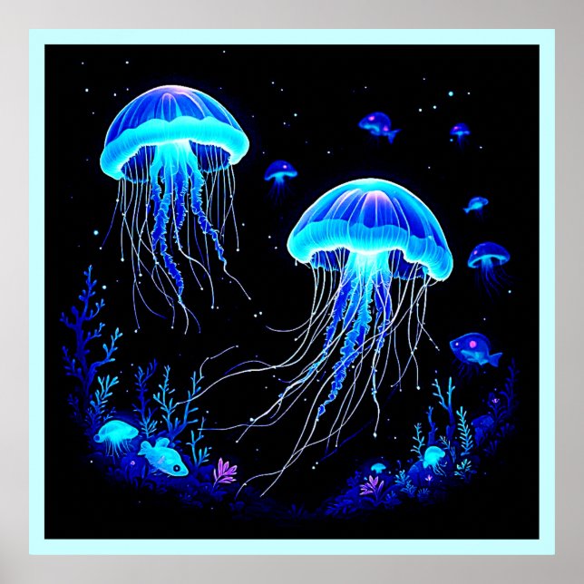 Affiche Rêve de méduse bioluminescente (Devant)