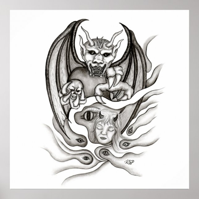 Affiche Rêve de minuit - Les diables dans le style tatouag (Devant)