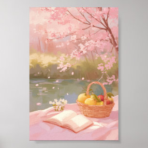 Affiche Rêve de pique-nique sous les cerisiers en fleurs R