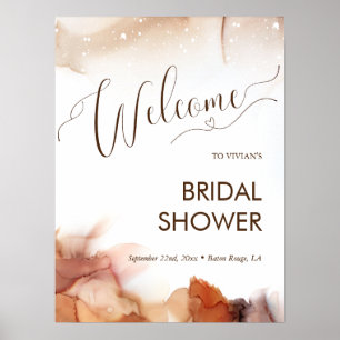 Affiche Rêve élégant encre orange Fête de mariage de bienv