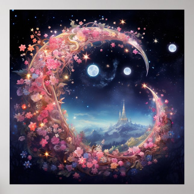 Affiche rêve lunaire rose (Devant)