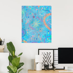 Affiche Rêve Pastels Bleus Abstrait