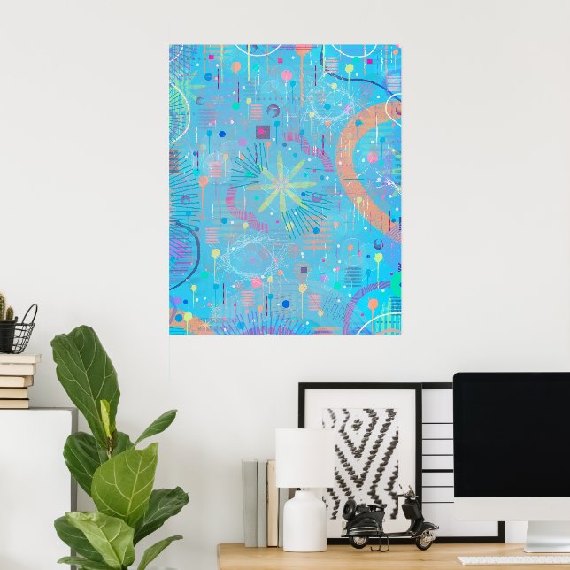 Affiche Rêve Pastels Bleus Abstrait  (Bureau à domicile)