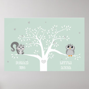 Affiche Rêve personnalisé gros, animaux mignons