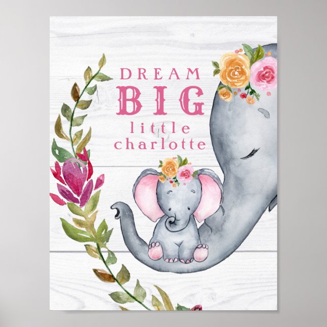 Affiche Rêve Personnalisé Gros Eléphants Petit Un Mignonne (Devant)