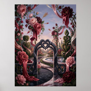 Affiche Rêve surréaliste de jardin de la Saint-Valentin