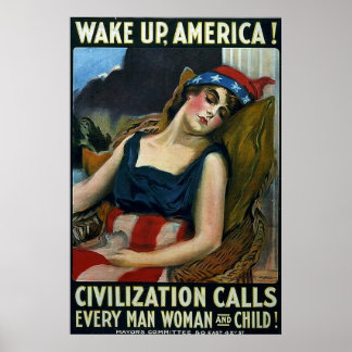 Affiche Réveillez L'Amérique ! ~ WW1 Vintage