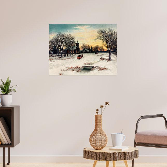 Affiche Réveillon de Noël, 1889, peinture vintage, (Salon 3)