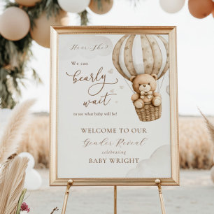 Affiche Révélation de genre Bienvenue Teddy Baby shower Ou