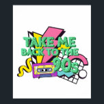 Affiche Revenez à 90s Color Pop Art<br><div class="desc">Ce graphisme ludique et coloré des années 90 éclate avec des motifs géométriques,  des néons et une cassette. Un choix parfait pour les amateurs de pop culture des années 90 qui ont soif de style audacieux,  de graphismes bruyants et d'énergie nostalgique pure.</div>