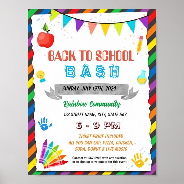Affiche Revenir à l'école modèle bash (Devant)