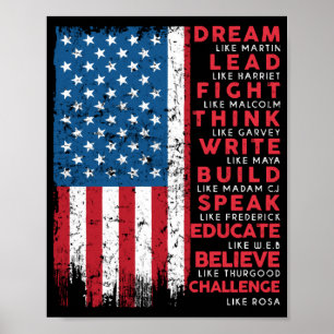 Affiche Rêver comme un cadeau de drapeau américain vintage