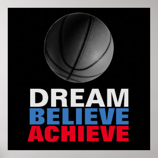 Affiche Rêver Croire Atteindre la Motivation Basketball