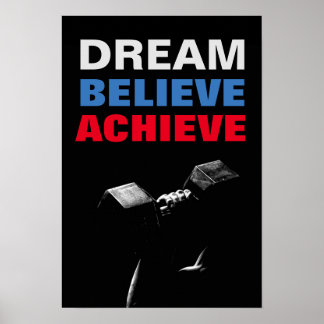 Affiche Rêver Croire Atteindre Motivational Bodybuilding