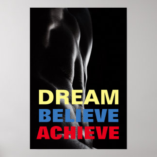 Affiche Rêver Croire Atteindre Motivational Bodybuilding