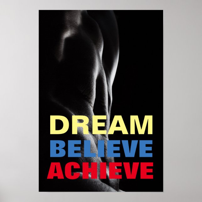 Affiche Rêver Croire Atteindre Motivational Bodybuilding (Devant)