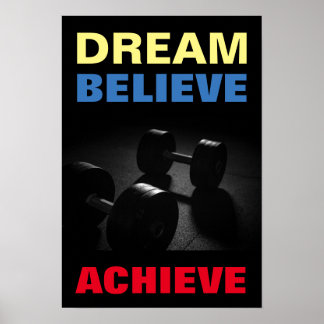 Affiche Rêver Croire Atteindre Motivational Bodybuilding