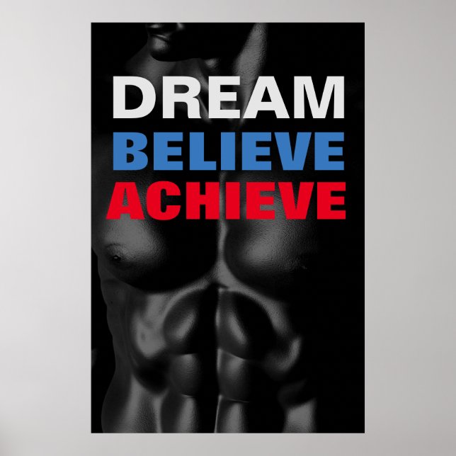 Affiche Rêver Croire Atteindre Motivational Bodybuilding (Devant)
