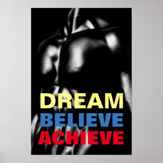 Affiche Rêver Croire Atteindre Motivational Bodybuilding