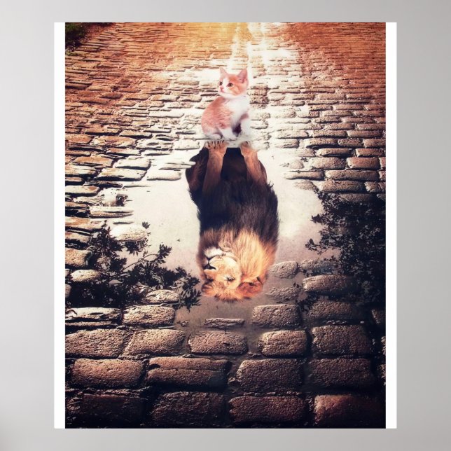 Affiche Rêver De Lion Chat, Drôle Cadeau Chat (Devant)