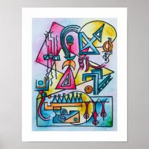 Rêverie-Art géométrique Bauhaus moderne aquarelle