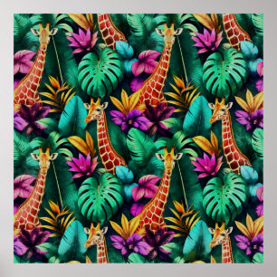 Affiche Rêves de girafe de jungle motif de surface transpa