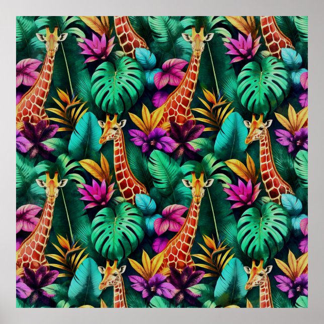 Affiche Rêves de girafe de jungle motif de surface transpa (Devant)