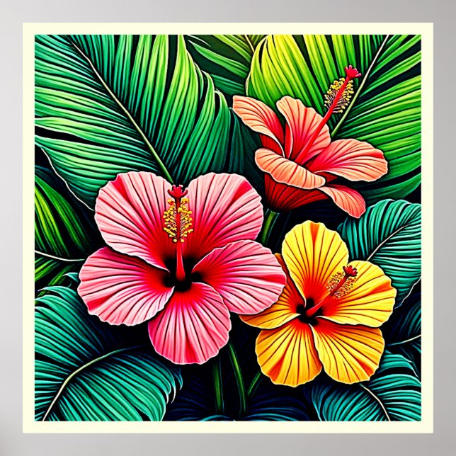 Affiche Rêves de jardin de fleurs exotiques (Devant)