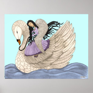 Affiche Rêves doux (l'ange et le cygne) (polychromes)