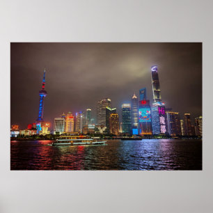 Affiche Rêves électriques - Futuriste Shanghai Skyline, A