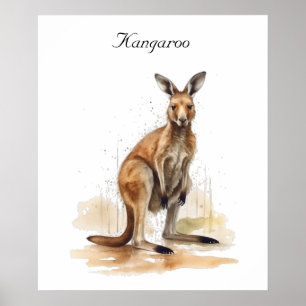Affiche Rêveur de l'Outback : kangourou aquarelle personna