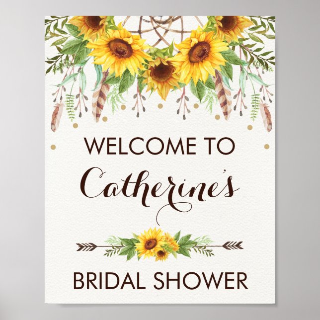 Affiche Rêveur de tournesol Boho Bienvenue à la douche de  (Devant)