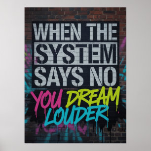 Affiche Rêvez plus fort, Citation Motivationnelle Graffiti