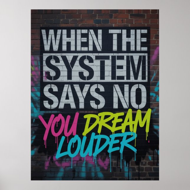 Affiche Rêvez plus fort, Citation Motivationnelle Graffiti (Devant)